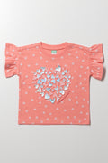 Heart Dropped Shoulder T-Shirt Pink