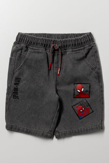 Spider-Man Denim Shorts Grey