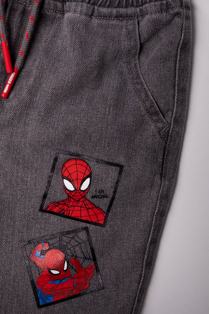 Spider-Man Denim Shorts Grey