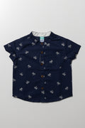 Palm Tree Short Sleeve Shirt Navy
