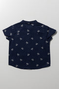 Palm Tree Short Sleeve Shirt Navy (2)
