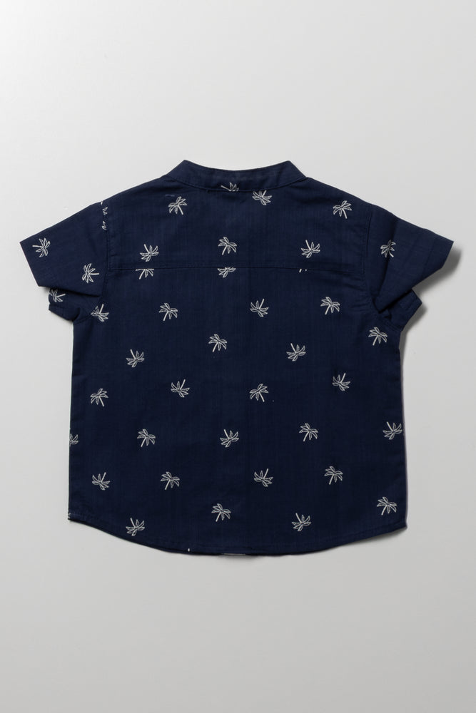 Palm Tree Short Sleeve Shirt Navy (2)