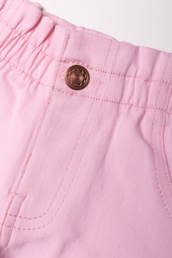 Paperbag Denim Shorts Pink