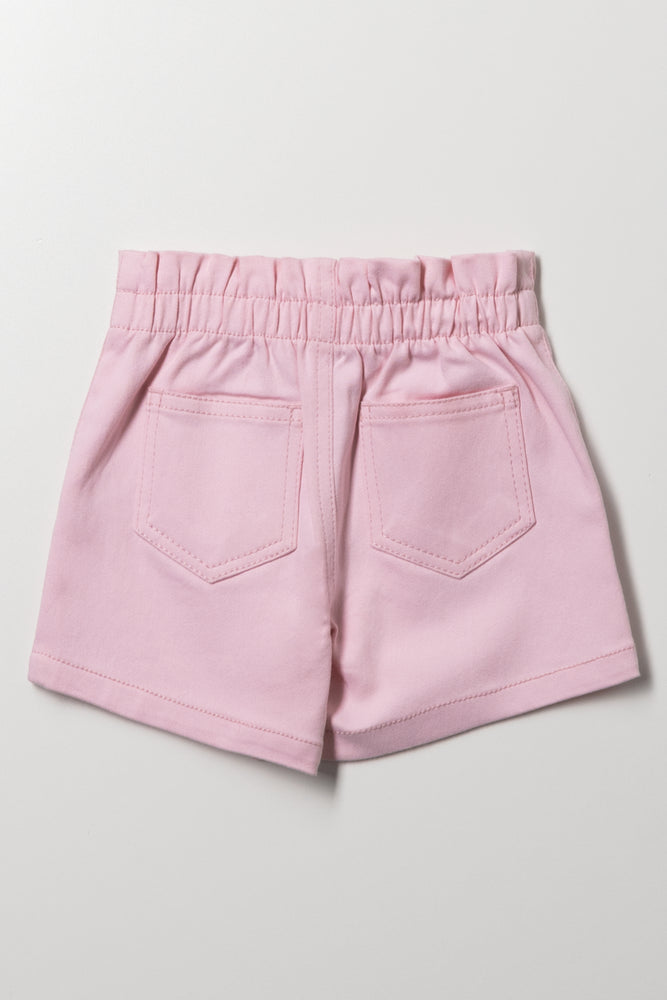 Paperbag Denim Shorts Pink (2)