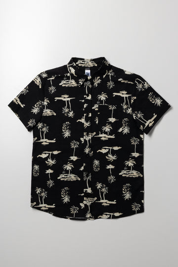 Floral Short Sleeve Shirt Black