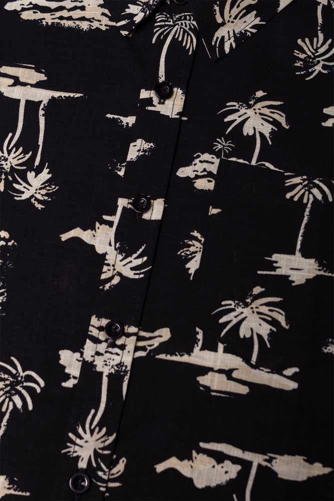 Floral Short Sleeve Shirt Black (1)