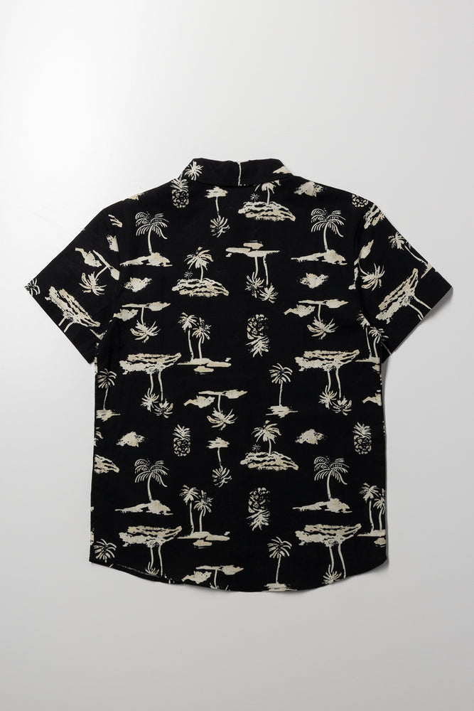Floral Short Sleeve Shirt Black (2)