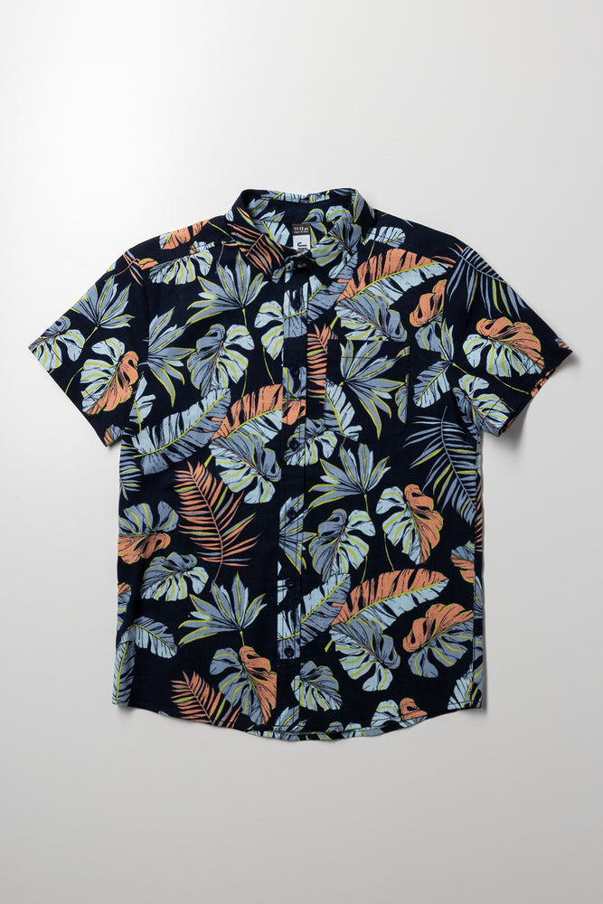 Floral Short Sleeve Shirt Navy