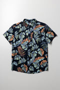 Floral Short Sleeve Shirt Navy