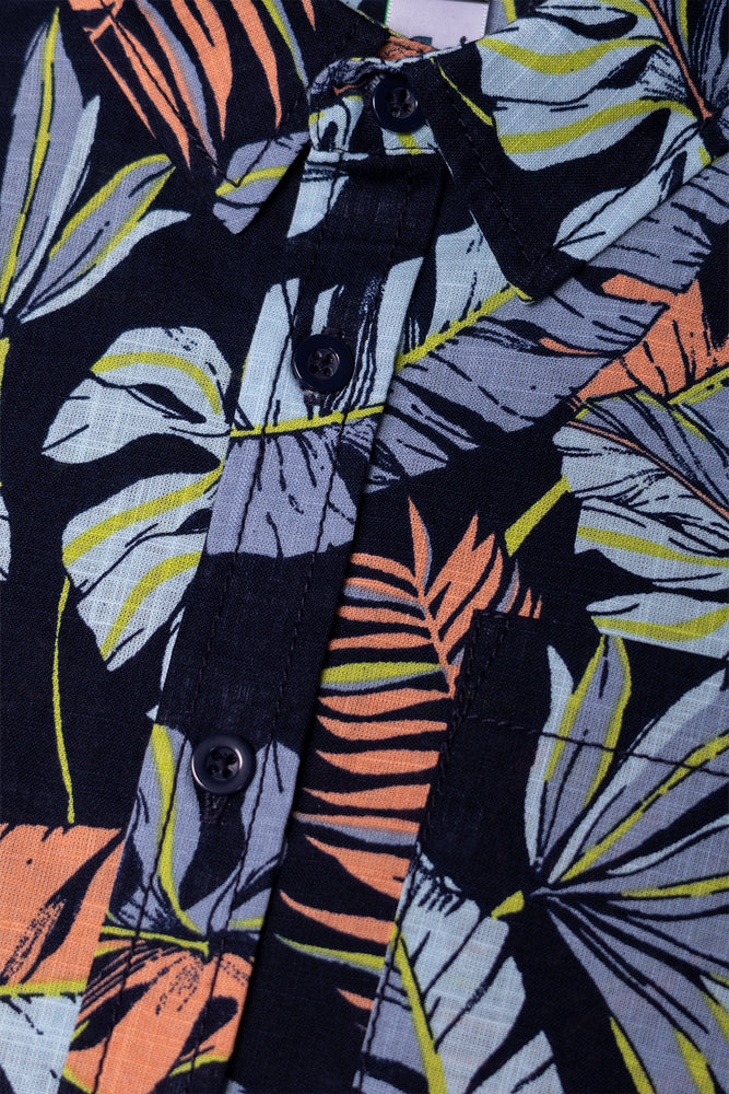 Floral Short Sleeve Shirt Navy