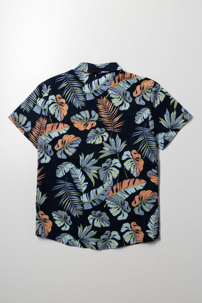 Floral Short Sleeve Shirt Navy (2)