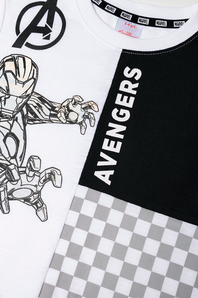 Avengers Colourblock Short Sleeve T-Shirt Black And White