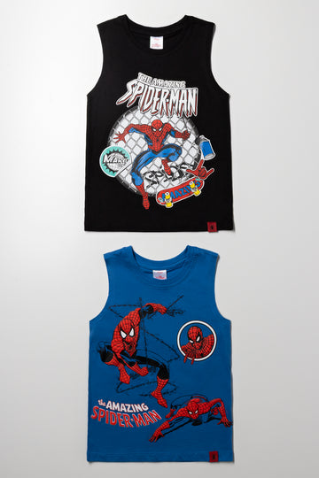 Spider-Man 2 Pack Sleeveless Vests Blue And Black
