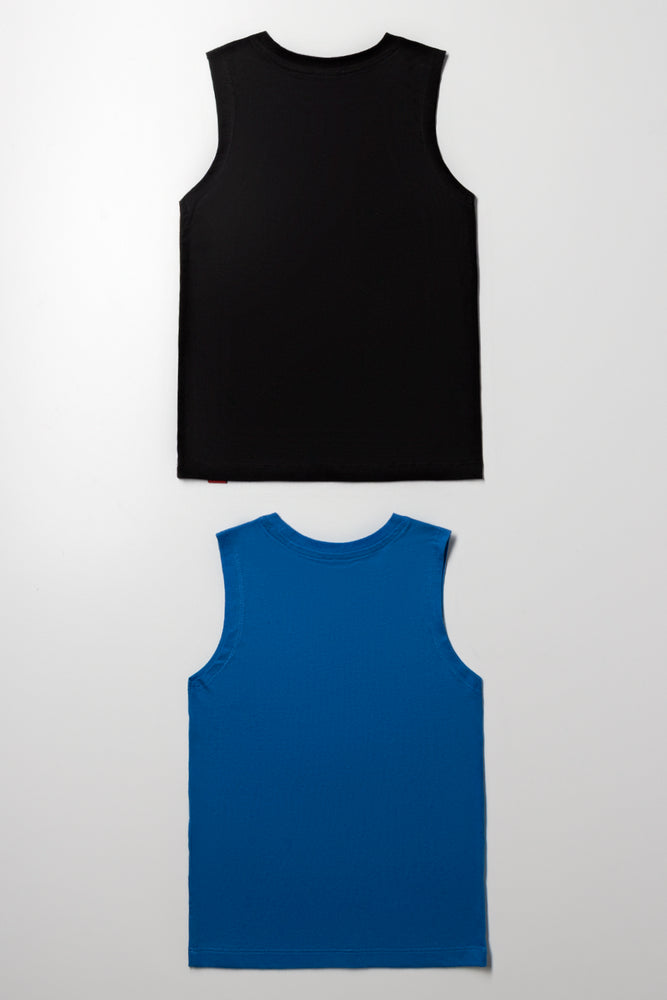 Spider-Man 2 Pack Sleeveless Vests Blue And Black (2)