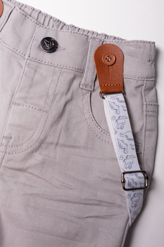 Dinosaur Braces Denim Shorts Grey