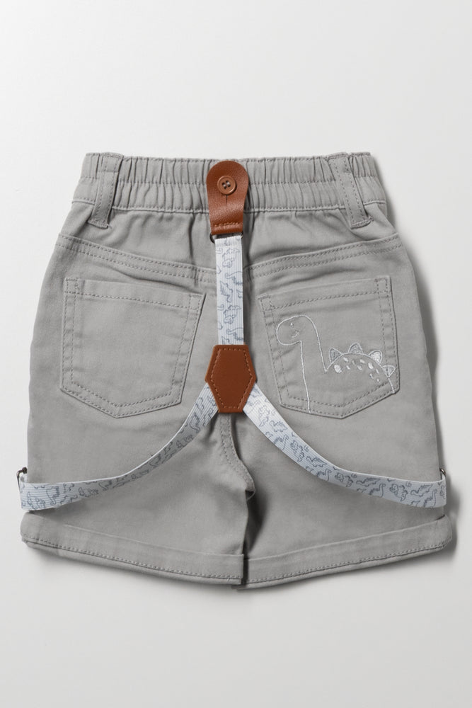 Dinosaur Braces Denim Shorts Grey (3)