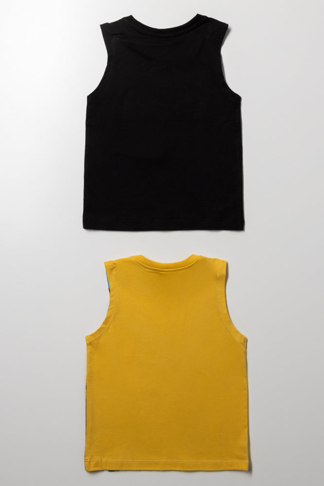 2 Pack Sleeveless Vest Yellow And Black (2)