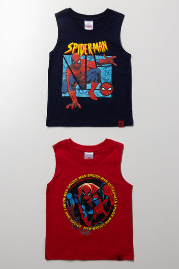 Spider-Man 2 Pack Sleeveless Vests Red And Navy