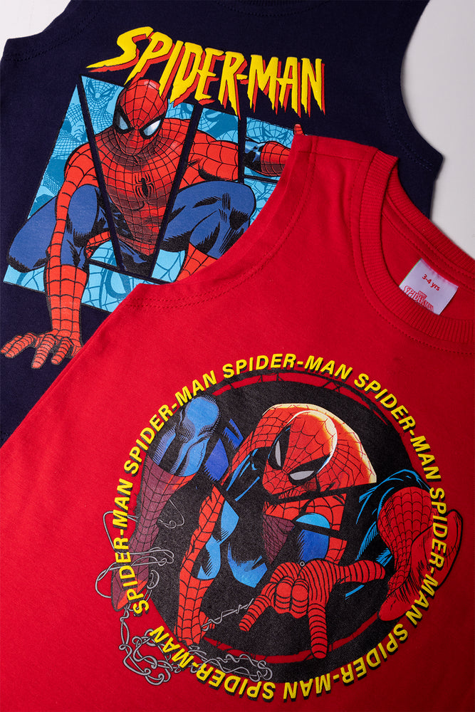 Spider-Man 2 Pack Sleeveless Vests Red And Navy (1)