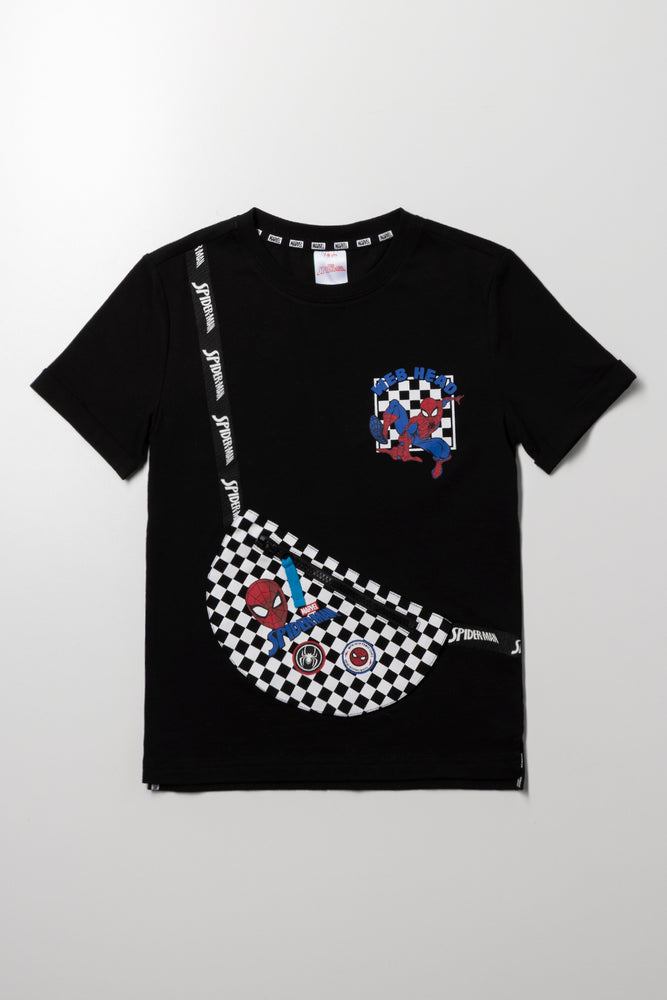Spider-Man Bag Short Sleeve T-Shirt Black