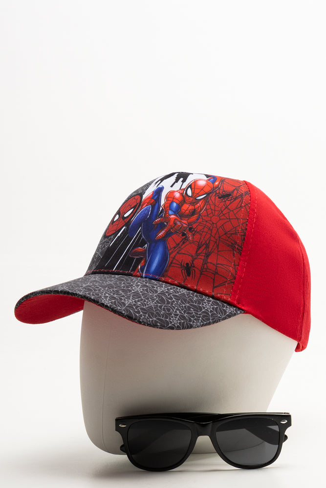 Spider-Man Cap And Sunglasses Set Back And Red
