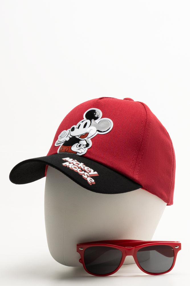 Mickey Mouse Cap And Sunglasses Set Red
