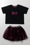 Barbie Sequin Bubble Skirt Set Black