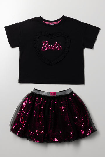 Barbie Sequin Bubble Skirt Set Black