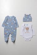 3 Piece Babygrow Set Blue