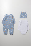 3 Piece Babygrow Set Blue (4)