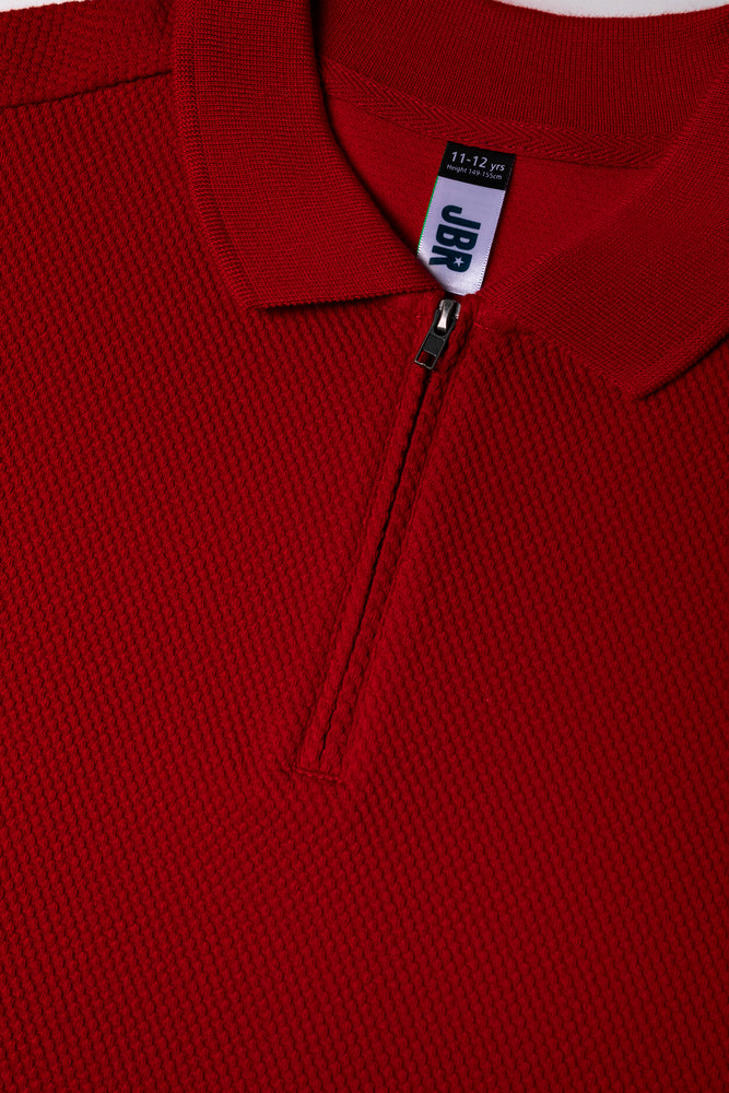 Textured Short Sleeve Golfer Red