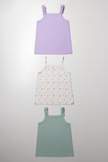 3 Pack Strappy Vests Purple, Green And Sage (2)