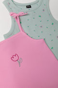 2 Pack Rib Vest Green And Pink (1)