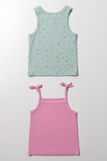 2 Pack Rib Vest Green And Pink (2)