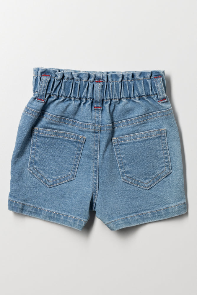 Cherry Paperbag Denim Shorts Blue (2)