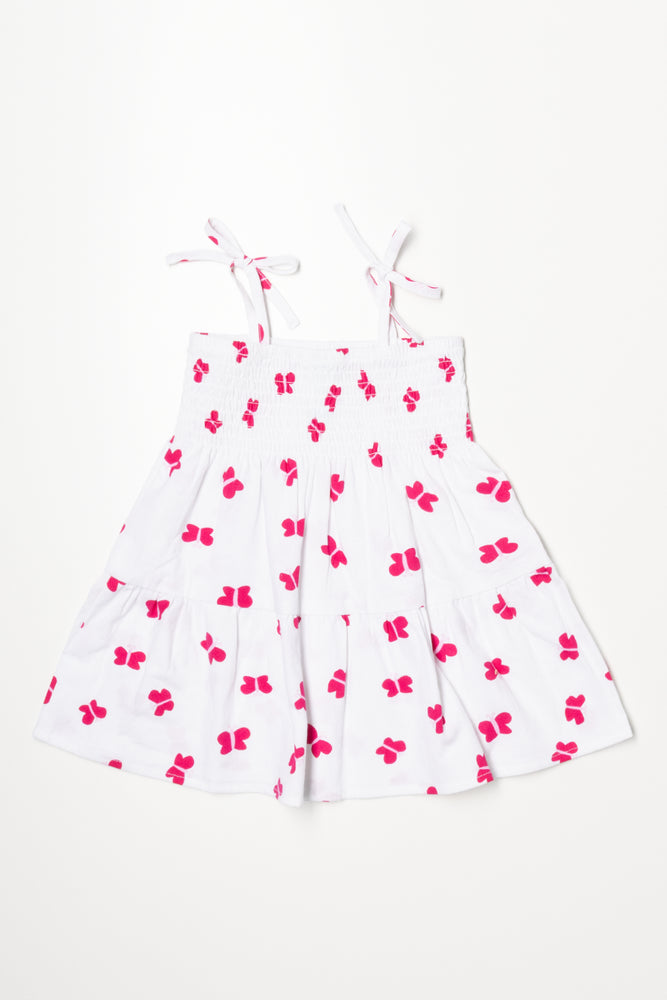 Strappy Tiered Dress White