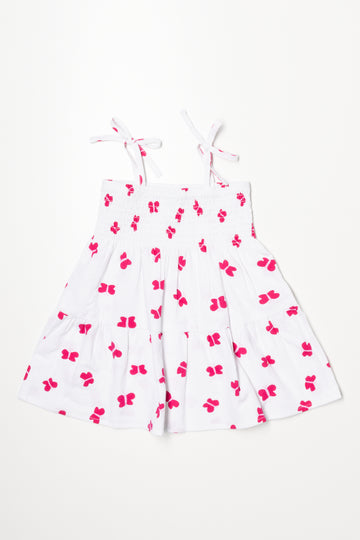 Strappy Tiered Dress White
