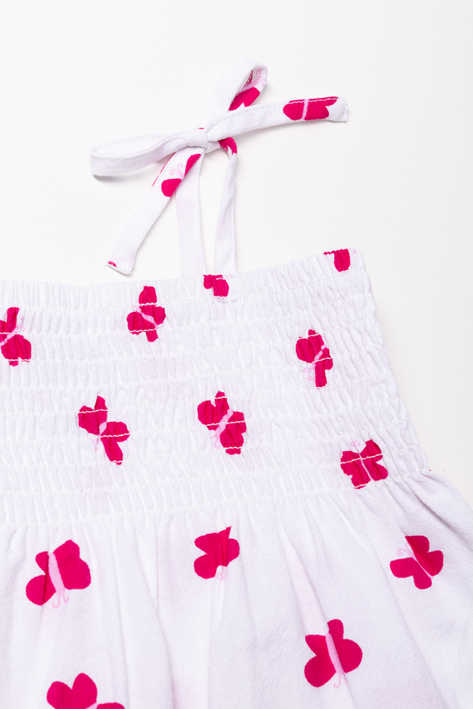 Strappy Tiered Dress White
