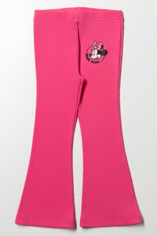 Minnie Mouse Rib Flare Leggings Pink