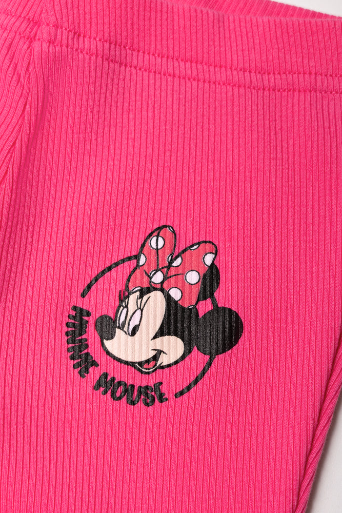 Minnie Mouse Rib Flare Leggings Pink