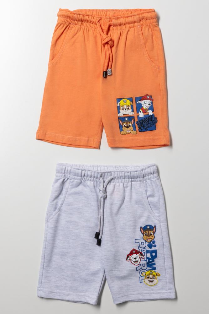 Paw Patrol 2 Pack Knit Shorts Orange And Grey