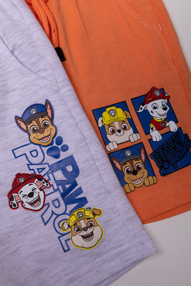 Paw Patrol 2 Pack Knit Shorts Orange And Grey