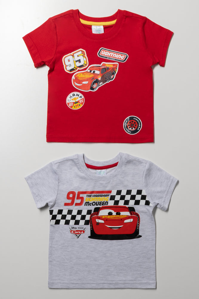 2 Pack Cars Short Sleeve T-Shirts Red And Light Grey