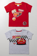 2 Pack Cars Short Sleeve T-Shirts Red And Light Grey