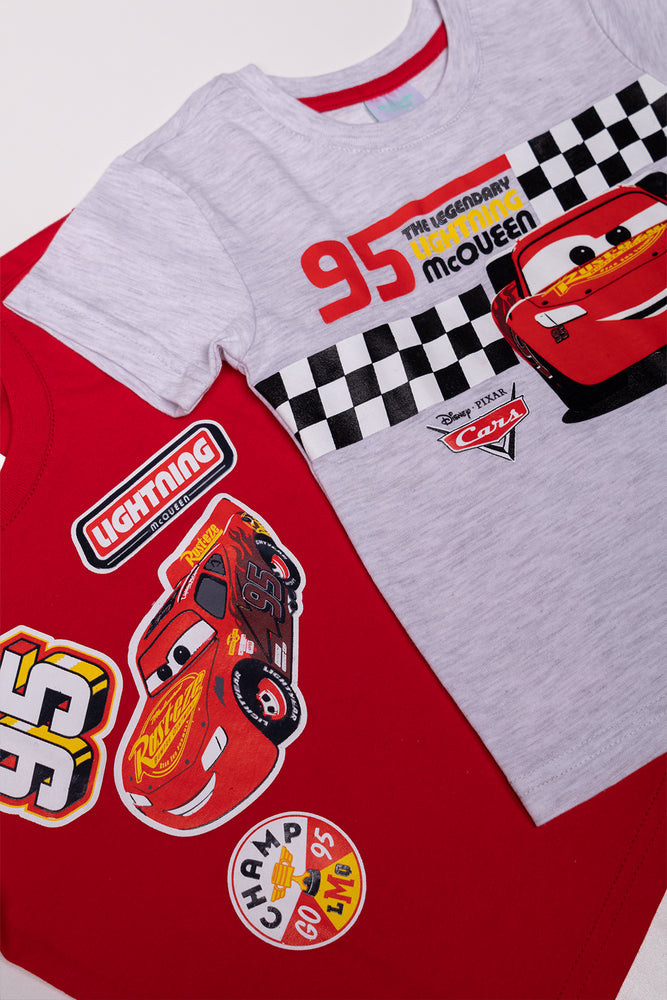2 Pack Cars Short Sleeve T-Shirts Red And Light Grey