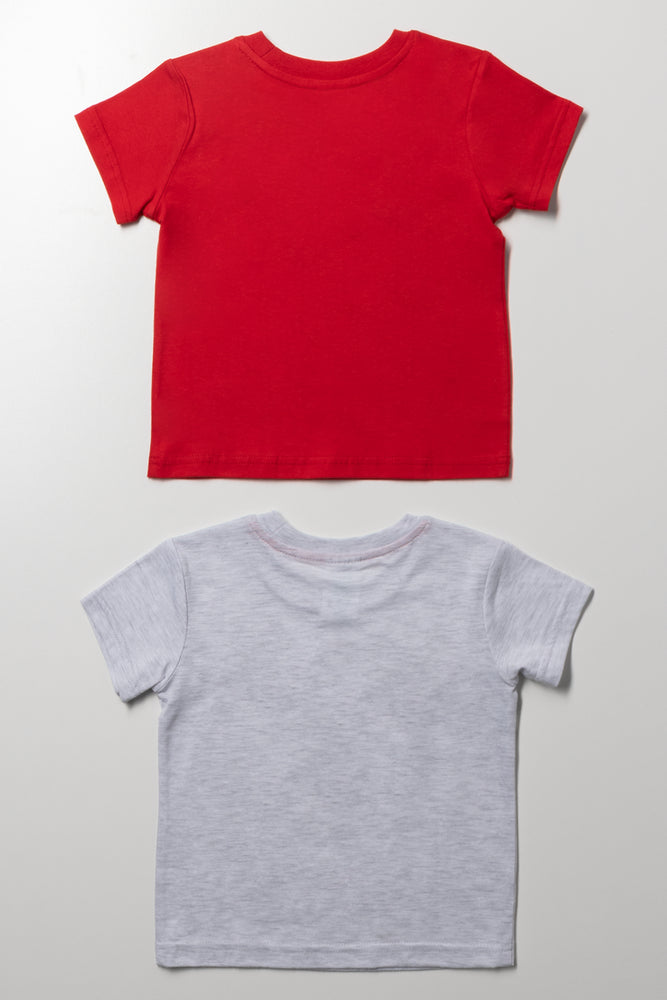 2 Pack Cars Short Sleeve T-Shirts Red And Light Grey (2)