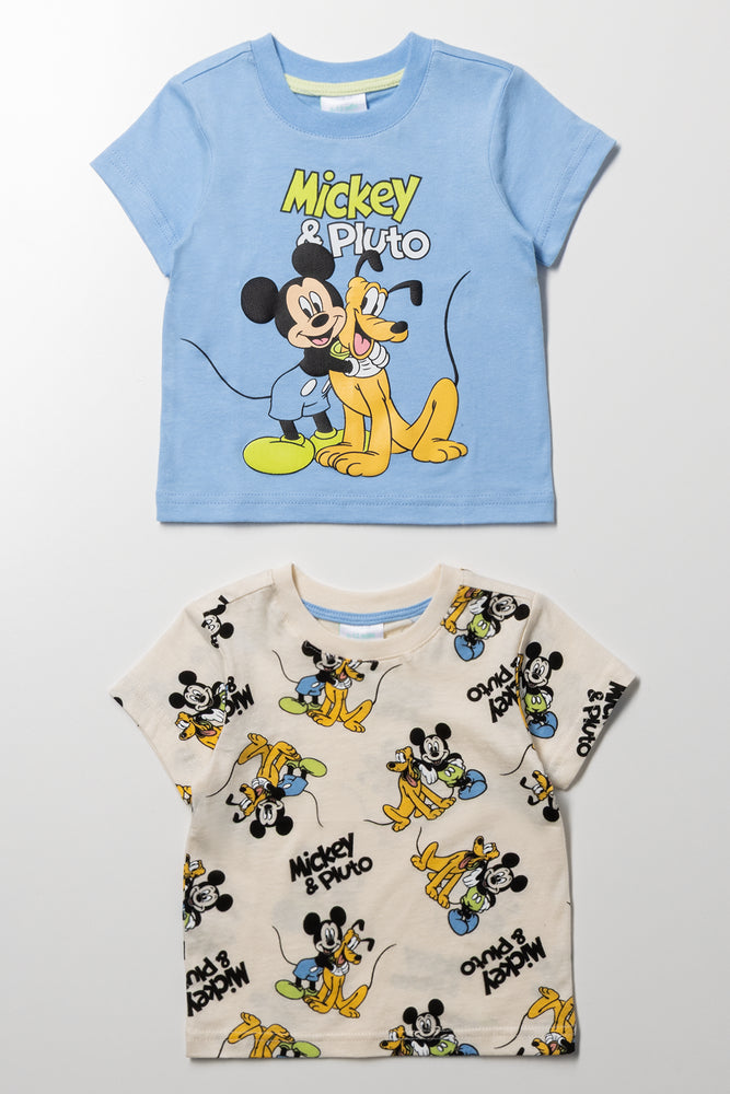 Mickey Mouse 2 Pack T-Shirts Blue And Natural