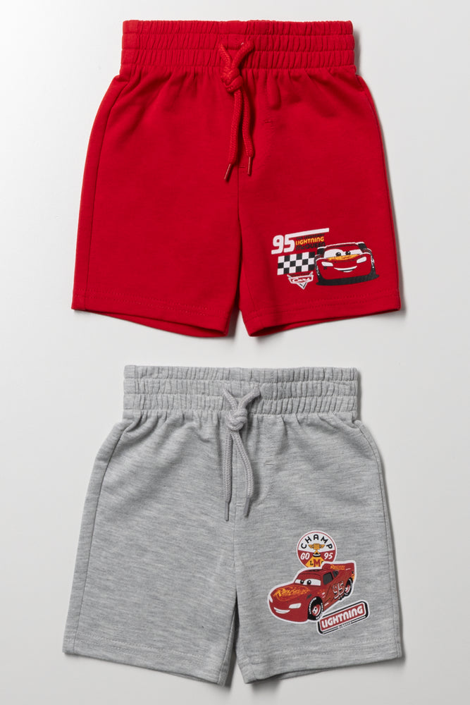 2 Pack Cars Shorts Red And Light Grey