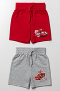 2 Pack Cars Shorts Red And Light Grey