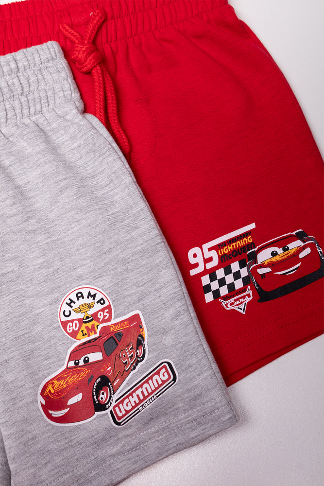 2 Pack Cars Shorts Red And Light Grey
